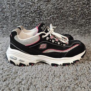 Skechers D Lites Sneakers Womens Size 7.5 Casual Black Shoes 11860EW